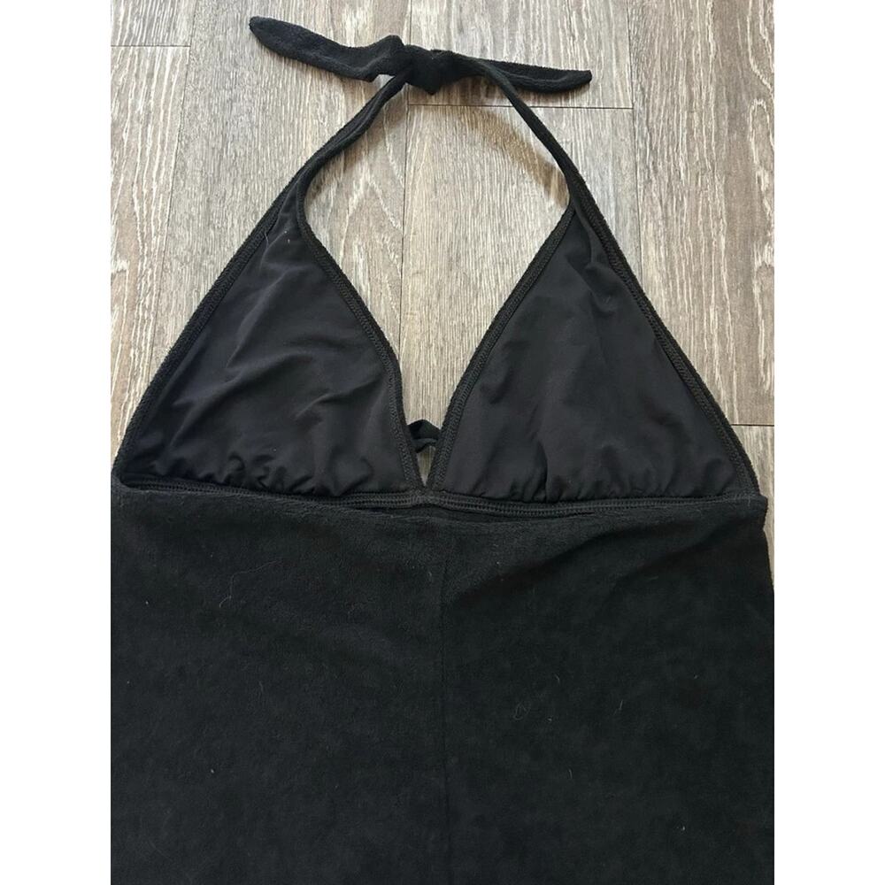 VTG Ralph Lauren Black Terry Halter Dress L Cover Up tennis Beach Club Preppy - Picture 8 of 16